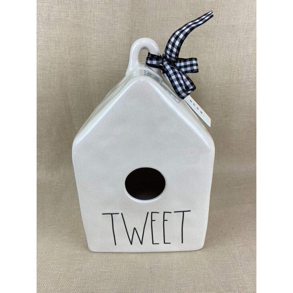 Rae Dunn Magenta TWEET Square Ceramic Birdhouse